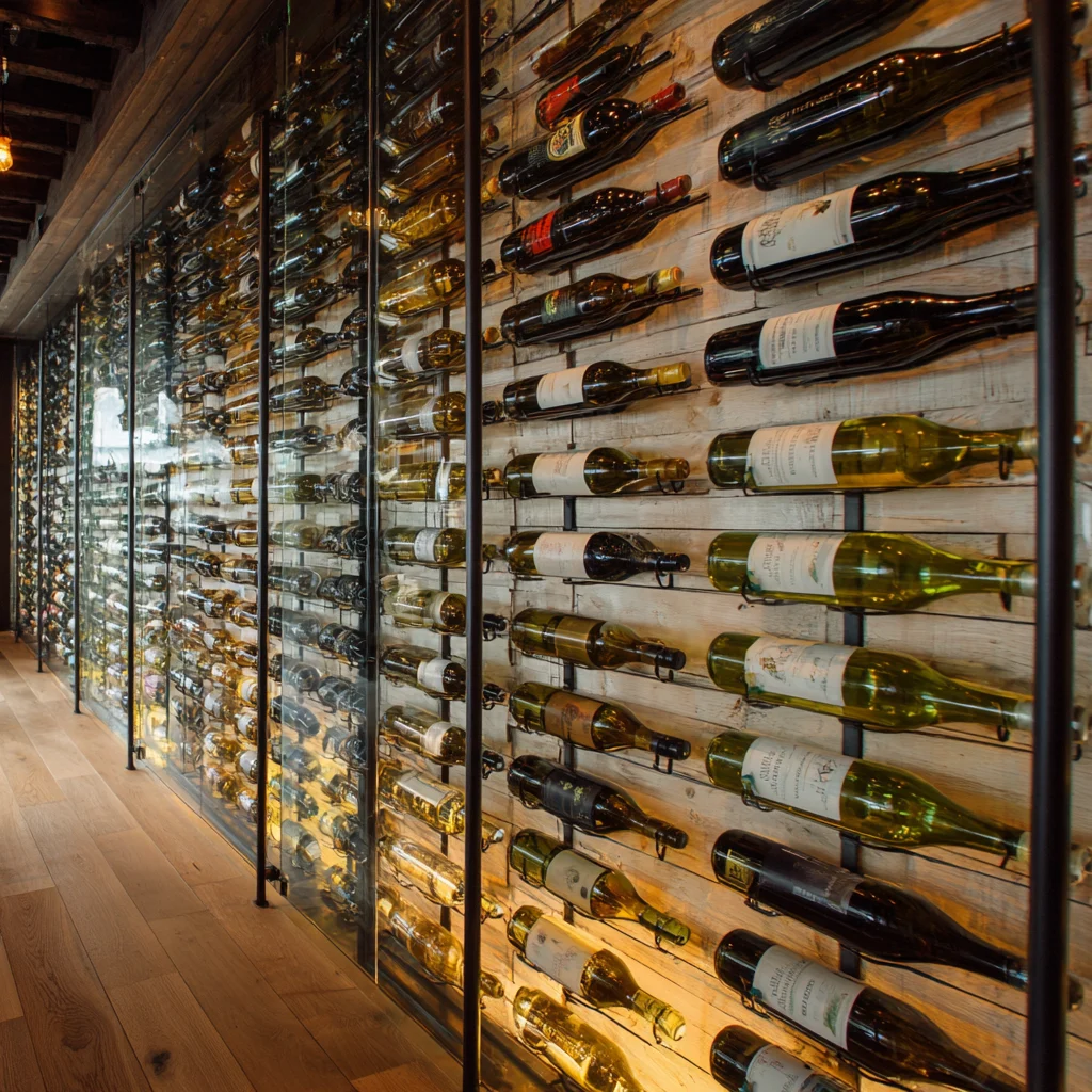 Wall of a restaurant full of bottles